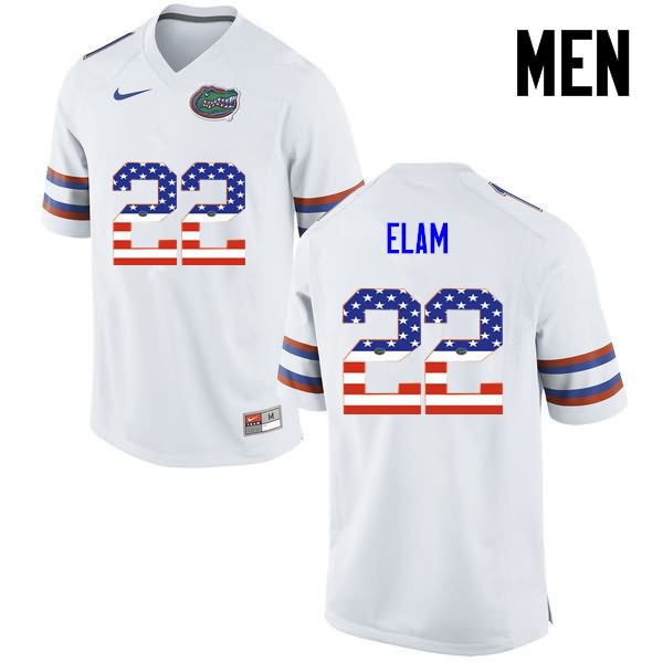 Men's NCAA Florida Gators Matt Elam #22 Stitched Authentic USA Flag Fashion Nike White College Football Jersey BMM6065FX